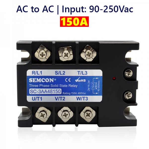 SC-3AA48150 SSR 3 Pha AC to AC 150A | Output: 480Vac, Input: 90-250Vac