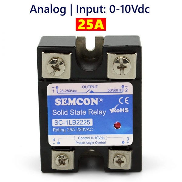 SC-1LB2225 SSR 1 Pha 25A | Output: 24-280Vac, Input: 0-10Vdc