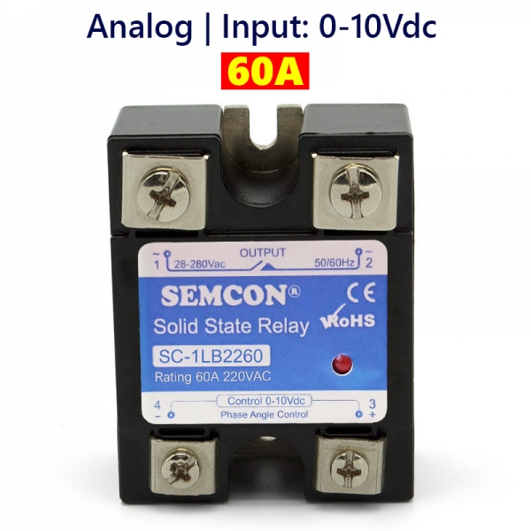 SC-1LB2260 SSR 1 Pha 60A | Output: 24-280Vac, Input: 0-10Vdc